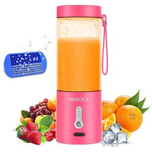 Liquidificador Portátil 530mL com Carregamento USB de 4000 mAh, 150W, KOKOCA, Rosa