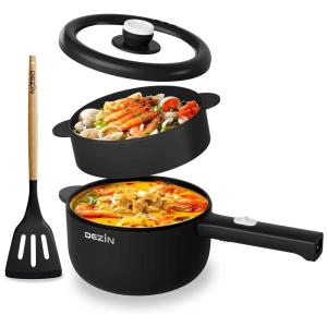 Panela Elétrica Antiaderente 2L com Controle Temperatura Ajustável, 110V 600W, DEZIN, Preta