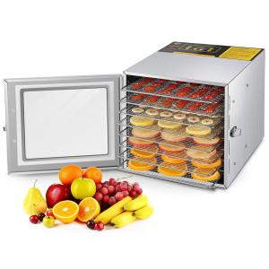 Desidratador de Alimentos FAHKNS, 8 Bandejas de Aço Inoxidável, Controle de Temperatura 90°C, Temporizador 24H, 700W