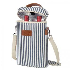 Bolsa Térmica Para Transporte de Vinhos Tirrinia até 2 Garrafas, Branco Listrado