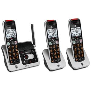 Tres Telefones Sem Fio Expansível Sistema de Atendimento Display XL Botões Retroiluminados e Campainha Visual, ATT CRL82312, Prateado