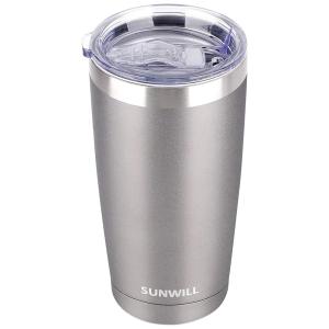 Copo Térmico 600 mL para Cerveja, Café com Isolamento a Vácuo, SUNWILL, Cinza