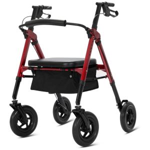 Andador para Adultos e Idosos de até 226 kg Encosto Acolchoado, ELENKER, Vermelho