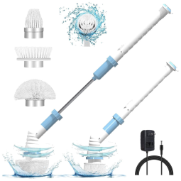 Vassoura Elétrica Rotativa 360 sem Fio com Cabo Flexível e 3 Acessórios, 110v, KIKUNUM, Azul