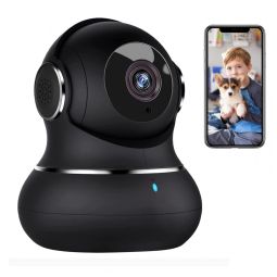 Câmera de Segurança Interna com Visão Noturna e Controle por App, Litokam, Preta