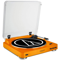 Audio Technica AT LP60 Vitrola, Toca Discos 3 Velocidades com Bluetooth, Laranja