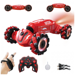 Carrinho de Controle Remoto e Sensor de Gestos com Rotação 360, Luzes, Música e Névoa em Spray, LOOZIX, Vermelho