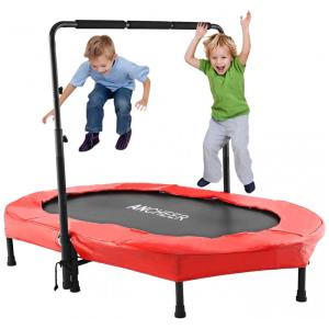Cama Elastica Infantil com Diâmetro e Corrimão Ajustável para até 100 kg, ANCHEER US01TRMA005144R, Vermelho
