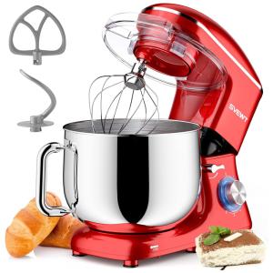 Batedeira Elétrica de Bancada 8.5 Litros 6 Velocidades em Aço Inoxidável, 110V 660W, SVEWT, Vermelha
