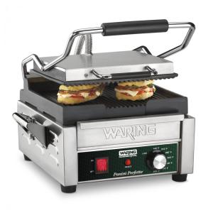 Grill Elétrico em Aço Inoxidável com Bandeja Coletora Removível e Luz Indicadora, 110V 1800W, Waring WPG150, Prata