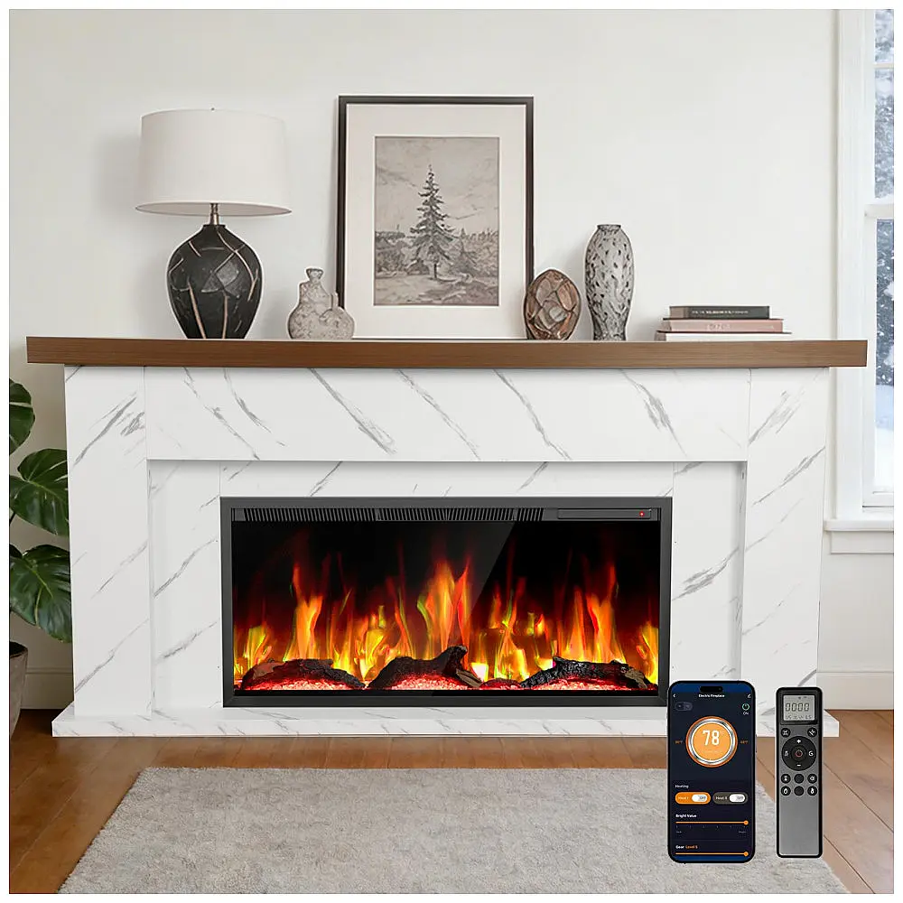 Lareira Elétrica R.W.FLAME 160x77cm 1500W Rack TV Chamas LED 12 Cores 110V