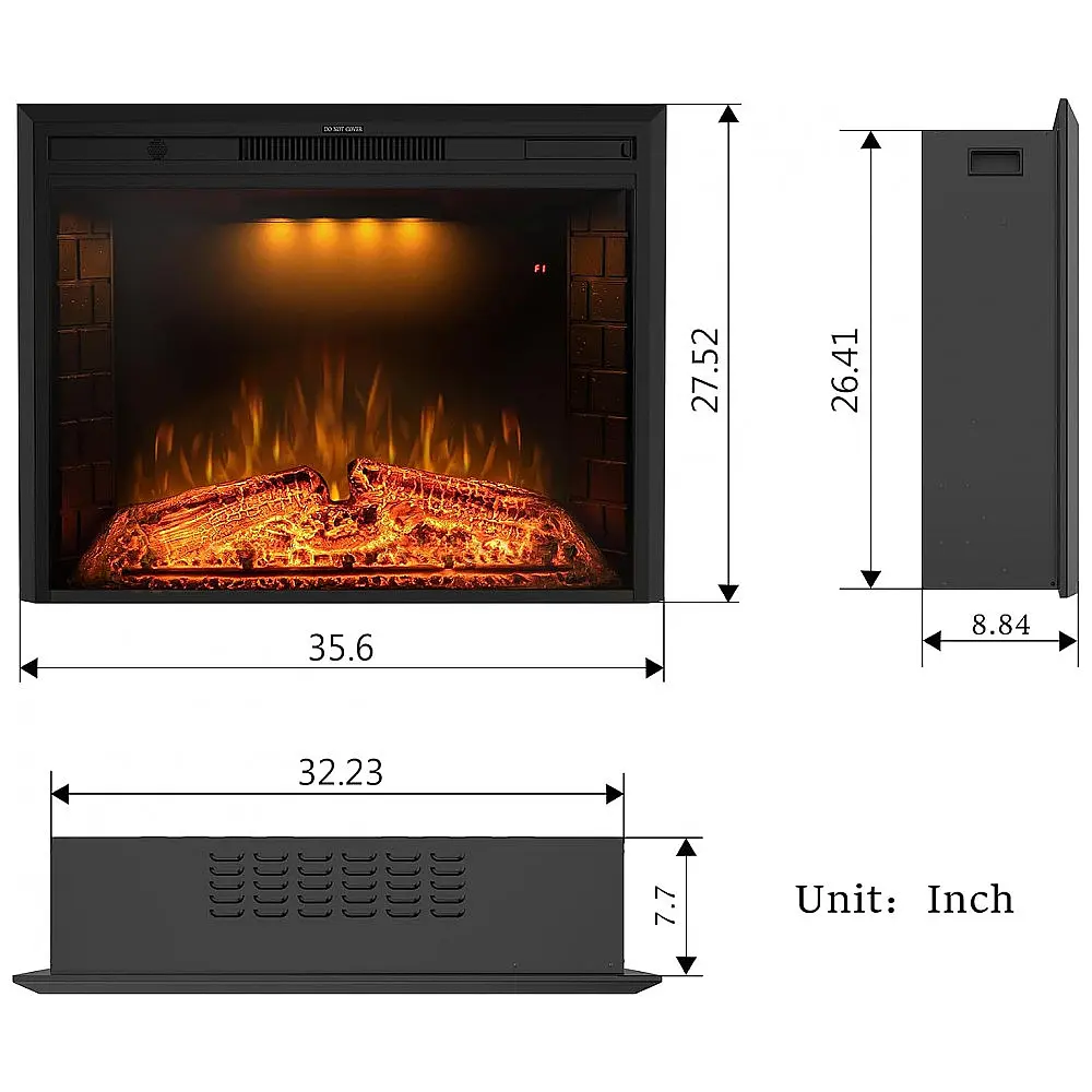 Lareira Elétrica Benrocks 90x69cm 1500W Chamas LED Som Embutir 110V — foto 3