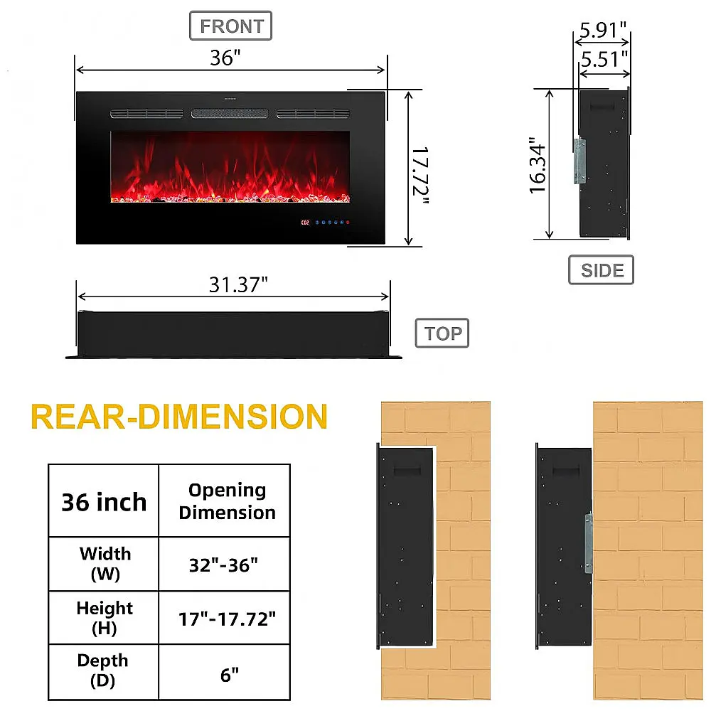 Lareira Elétrica Rodalflame 91x45cm 1500W 13 Cores Chamas Embutir 110V — foto 2