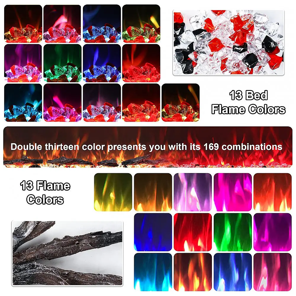 Lareira Elétrica Rodalflame 91x45cm 1500W 13 Cores Chamas Embutir 110V — foto 3