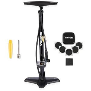 Bomba de Piso Ergonômica para Bicicleta com Medidor e Válvula Inteligente 160 PSI, VIBRELLI, Preto