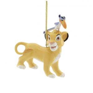 Ornamento Lenox Disney Simba & Zazu, Porcelana Pintada à Mão com Cordão Dourado para Pendurar