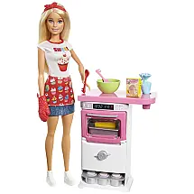 Boneca com Fogão Divertido Cozinhe com Estilo, BARBIE FHP57, Vermelho