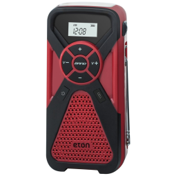 Rádio AM FM e NOAA Bateria Solar Manivela de Recarga Carregador USB com Lanterna LED, ETON ARCFR1WXR, Vermelho