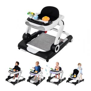 Música e luzes Baby Walker com rodas, centro de atividades de 5 em 1 com brinquedos removíveis e segurança de música