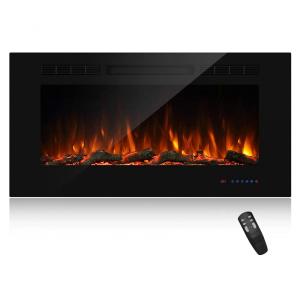 Lareira Elétrica de Embutir A54x106L com Controle Remoto e Digital, Luz LED, Chama Ajustável, 1500W, 110v, MASARFLAME, Preto