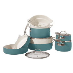 Conjunto de Panelas e Frigideiras Antiaderentes em Alumínio com Revestimento Cerâmico, 12 Peças, Bloomhouse, Azul