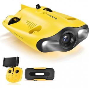 Drone Aquático Inteligente com Câmera 4K UHD, Vídeo e Luz LED para Bucas de Peixes, HKSHYK, Amarelo