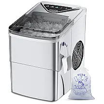 Máquina de Gelo Automática Capacidade 2L, Aço Inoxidável com Painel de Controle, 110v, FZF, Prateado