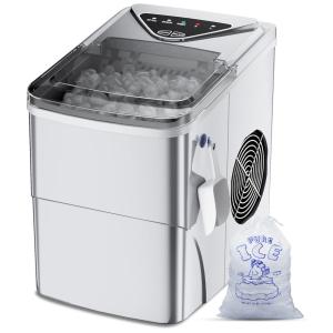 Máquina de Gelo Automática Capacidade 2L, Aço Inoxidável com Painel de Controle, 110v, FZF, Prateado