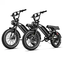 Kit 2 bicicletas elétricas Jasion YR20 pretas obsidian pneus 20x4 motor 1000W nominal 2000W pico bateria 48V 20Ah 960Wh suspensão dupla 7
