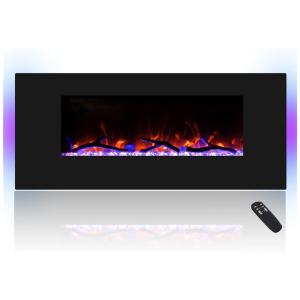 Lareira Elétrica de Embutir A45x182L com Controle Remoto, Luz LED e Chama Ajustável com Conexão USB e AUX, 110v, CHEERWAY, Preto