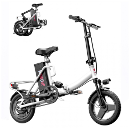 Bicicleta Elétrica Dobrável Windone S14 Branca – Motor 350W (Pico 500W), Velocidade Máxima 30km/h, Autonomia 45km, Rodas 14"