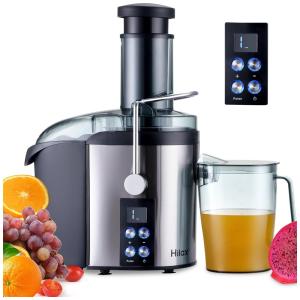 Centrífuga de Frutas com 4 Velocidades, Aço Inoxidável, 110v, HILAX 1100W Juicer Machine, Prateado