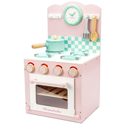 Fogão e Forno de Brinquedo Honeybake Rosa em Madeira, Conjunto de Acessórios de Cozinha para Brincadeiras Imaginativas, Le Toy Van, Rosa