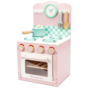 Fogão e Forno de Brinquedo Honeybake Rosa em Madeira, Conjunto de Acessórios de Cozinha para Brincadeiras Imaginativas, Le Toy Van, Rosa