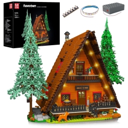 Kit de Construção Cabine de Madeira com Iluminação LED e 3398 Peças para Adultos e Crianças, Mould King