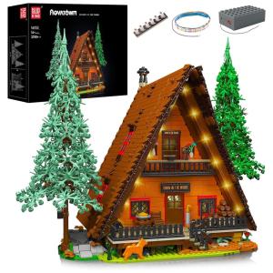 Kit de Construção Cabine de Madeira com Iluminação LED e 3398 Peças para Adultos e Crianças, Mould King
