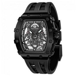 TSAR BOMBA Relógio Masculino Automático 50M à Prova d'Água, Design Skeleton e Pulseira de Silicone Confortável
