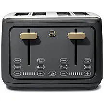 Torradeira elétrica Beautiful 4 fatias cinza com display digital touch, ranhuras largas autoajustáveis, controle de tostagem, 1800W, 110V