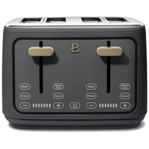 Torradeira elétrica Beautiful 4 fatias cinza com display digital touch, ranhuras largas autoajustáveis, controle de tostagem, 1800W, 110V