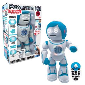 LEXiBOOK Powerman Kid: Robô Educativo Bilingue Inglês/Espanhol, que Anda, Fala, Dança, Cria Histórias, Quiz