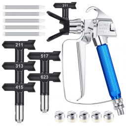 Pistola de Tinta Zhengmy Kit com 12 Peças para Pulverizador Airless: Pistola com Protetor de Bico, 5 Bicos de Spray e 5 Filtros para Máquina