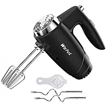 Batedeira de Mão com 5 Velocidades e Acessórios de Aço Inox, 200W, 110v, WOFUL, Preto