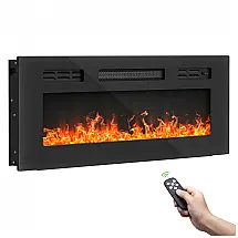 Lareira Elétrica de Embutir YITAHOME 91 cm (36") Insert de Parede Efeito Chama LED com Aquecedor e Controle Remoto