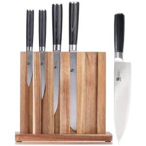 Conjunto de Facas em Aço Inoxidável com Bloco de Bancada, 6 Peças, KYOKU SAMURAI SERIES, Preto