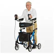 Andador Adulto Idoso com Apoio de Braço, Assento Acolchoado e Cesto, Suporta até 136 kg, HEALTH LINE MASSAGE PRODUCTS, Azul