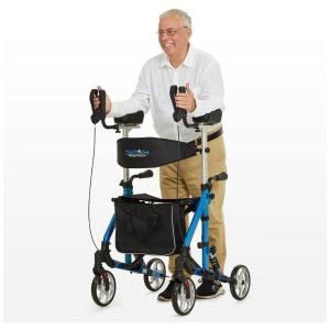 Andador Adulto Idoso com Apoio de Braço, Assento Acolchoado e Cesto, Suporta até 136 kg, HEALTH LINE MASSAGE PRODUCTS, Azul