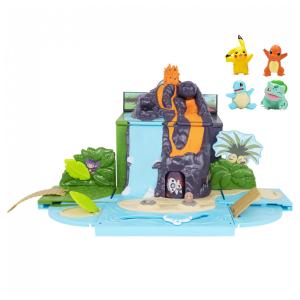 Playset vulcão portátil Pokémon Carry ‘N’ Go com 4 figuras 5 cm Pikachu Charmander Bulbasaur Squirtle Jazwares