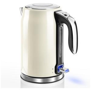 Chaleira Elétrica 1.7L com Janela de Água, Desligamento Automático e Proteção Contra Fervura a Seco, 110V 1500W, Pukomc HB3138A, Creme