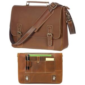 Bolsa, Pasta de Couro Masculina para Laptop, VIOSI VLAPBAG, Marrom