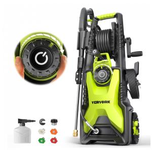 Lavadora de Alta Pressão Elétrica Yeryork Verde 5000 PSI 2,5 GPM Mangueira Retrátil 10 m YE005